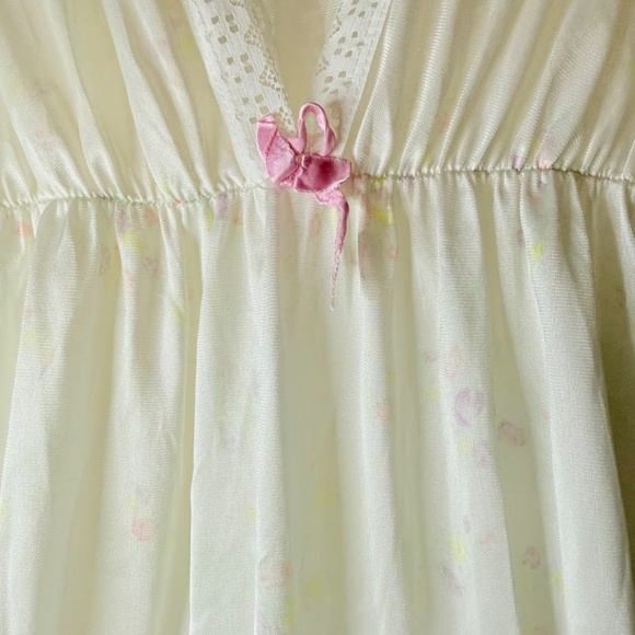 Vintage Long Nightgown Robe Set Lace Trim Floral Romantic 80s - Picture 3 of 13